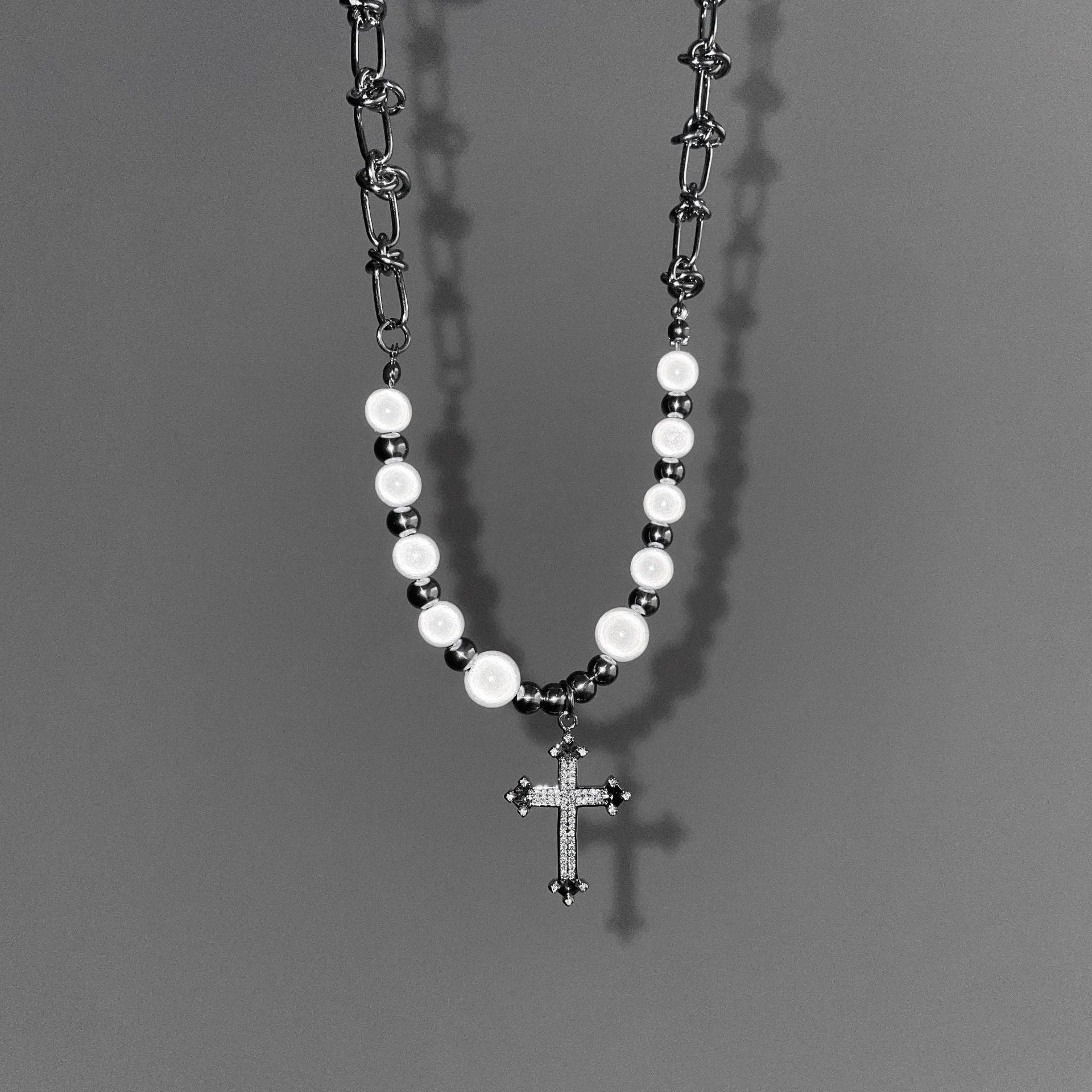 Pearl Cross Chain Necklace