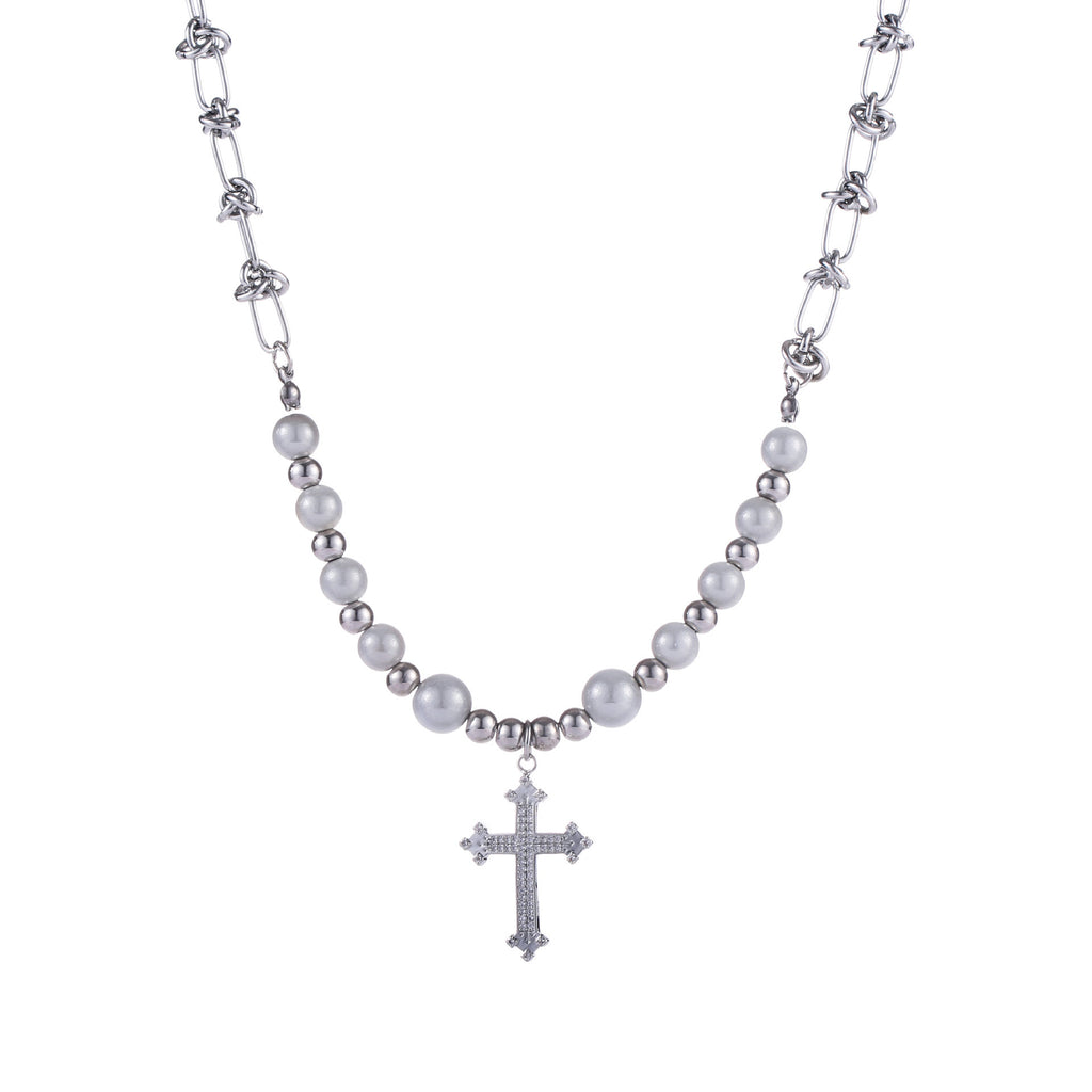 Pearl Cross Chain Necklace
