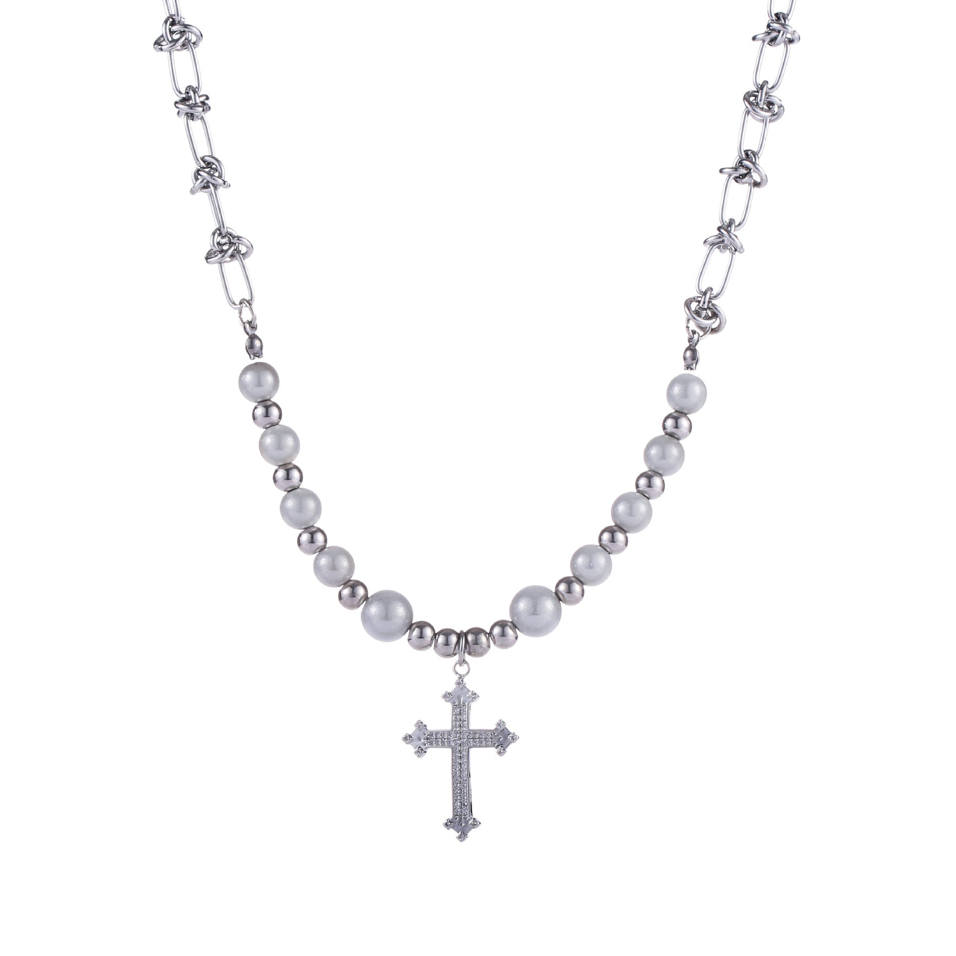 Pearl Cross Chain Necklace