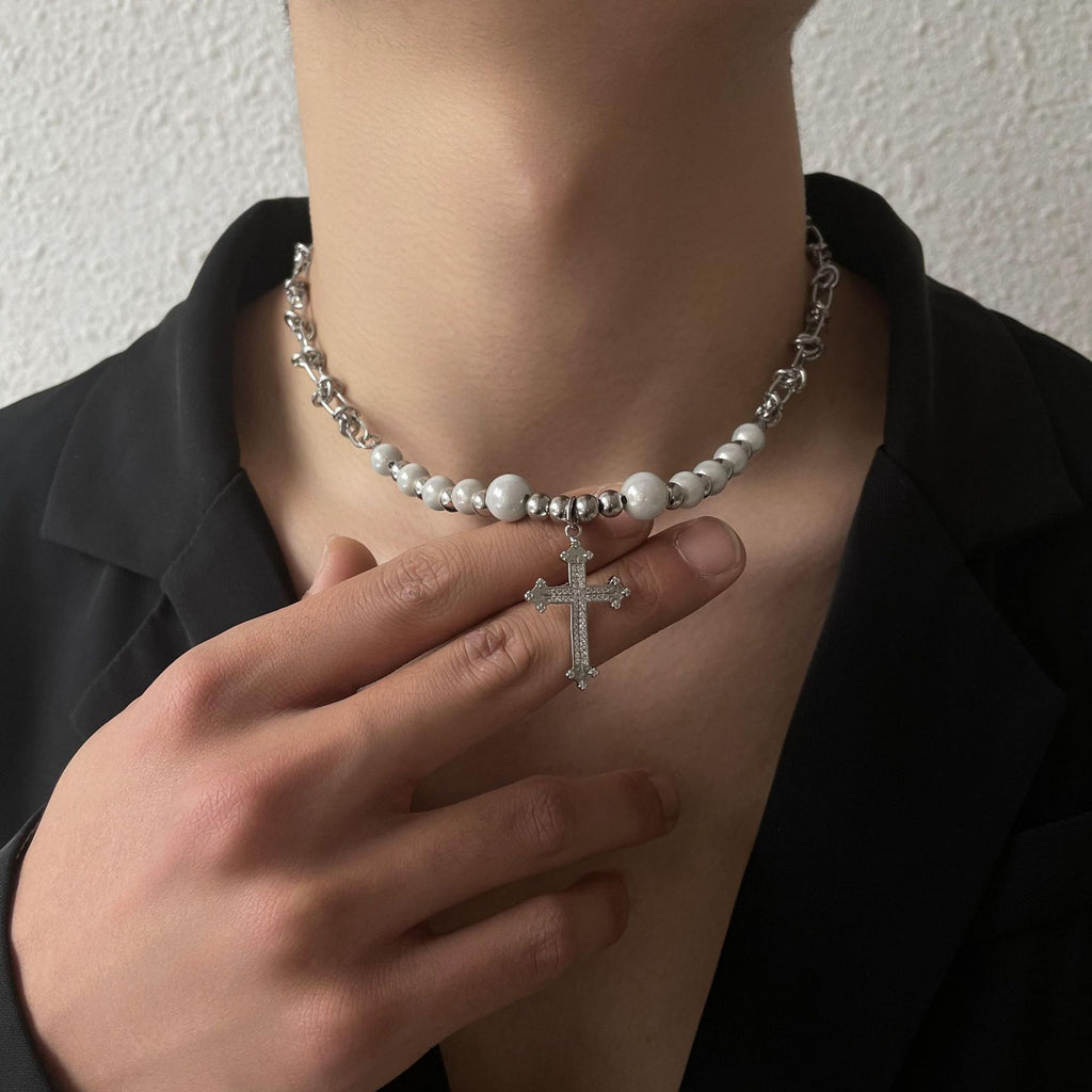 Pearl Cross Chain Necklace