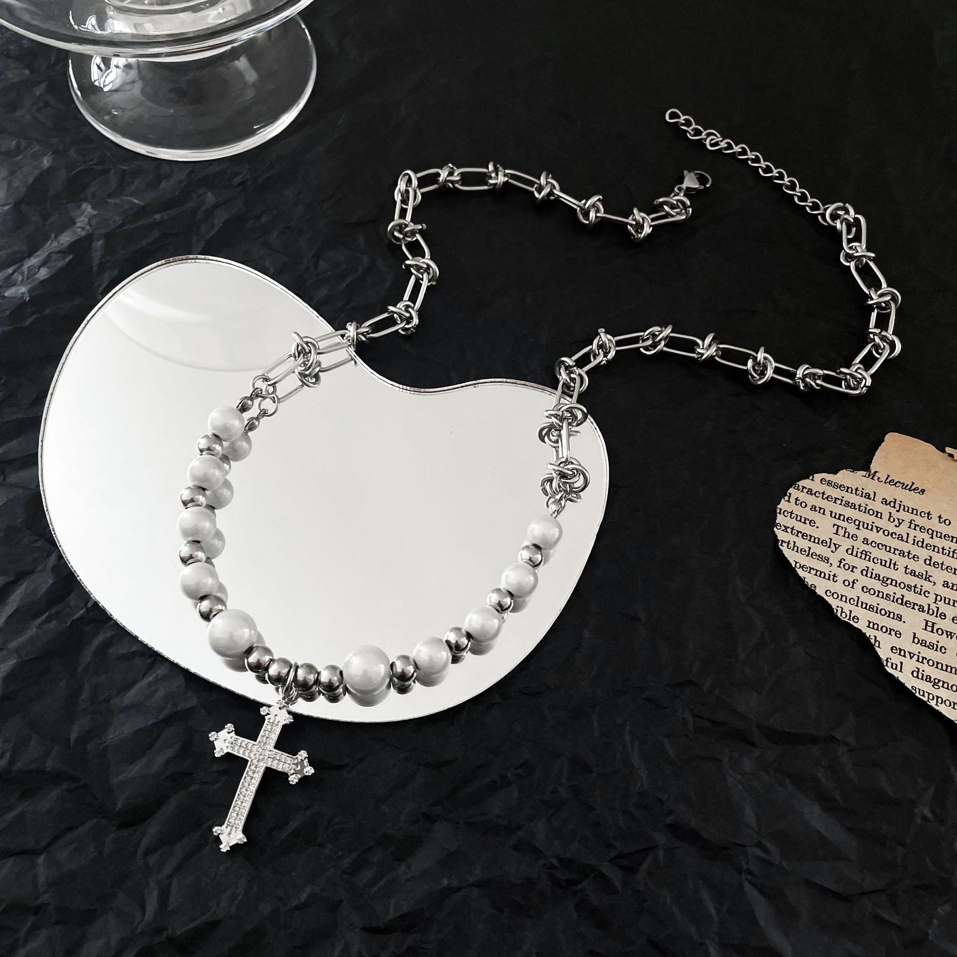 Pearl Cross Chain Necklace